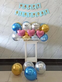 ลูกโป่ง วันเกิด Surprised ท้ายรถ ไฟประดับ,ลูกโป่งโปรยพื้น 4 ลูก,ป้ายธง Happy Birthday 1 ชิ้น สีฟ้า พร้อมตกแต่ง สามารถเปลี่ยนสีลูกโป่ง/เปลี่ยนสี-ป้ายธงได้