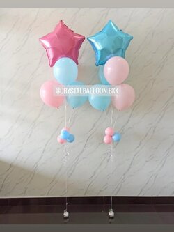 ลูกโป่ง Welcome Baby ช่อลูกโป่งฟอยล์ดาว ขนาด 24" ช่อ 5 ลูก 2 ช่อ พร้อมตกแต่ง สามารถเปลี่ยนสีลูกโป่ง/เปลี่ยนฟอยล์ตกแต่งได้