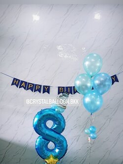 ลูกโป่ง วันเกิดเด็ก ฟอยล์ตัวเลข ขนาด 40" ตั้งฐาน 1 ชิ้น พร้อม ช่อลูกโป่ง 5 ลูก 1 ช่อ พร้อมตกแต่ง ป้ายธง Happy Birthday 1 ชิ้น สามารถเปลี่ยนสีลูกโป่ง/เปลี่ยนสี-ป้ายธง/เปลี่ยนสี-ฟอยล์ตกแต่งได้