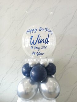 ลูกโป่ง วันเกิด Bubble ขนาด 18" ตั้งฐาน 1 ชิ้น พร้อมตกแต่ง สามารถเปลี่ยนสีลูกโป่ง/เปลี่ยนข้คอวาม/เปลี่ยนขนาดได้