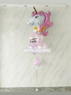 ลูกโป่ง แสดงความยินดี ช่อลูกโป่ง ฟอยล์ Unicorn ใหญ่ ช่อ 5 ลูก 1 ช่อ พร้อมตกแต่ง สามารถเปลี่ยนสีลูกโป่ง/เปลี่ยนข้อความ/เปลี่ยนสี-ฟอยล์ตกแต่งได้