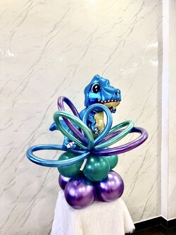 ลูกโป่งเยี่ยมไข้ ฟอยล์ไดโนเสาตั้งฐาน 1 ชิ้น ,ลูกโป่งไส้ไก่ 6 เส้น , พร้อมตกแต่ง สามารถเปลี่ยนสีลูกโป่ง/เปลี่ยนสี-ฟอยล์การตูน/เปลี่ยนฟอยล์ตกแต่งได้