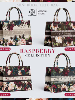 กระเป๋า Mini Book tote bag Raspberry Collection ใส่ชื่อได้ รหัส TFA00169-TFA00172 #SOdAPrintinG
