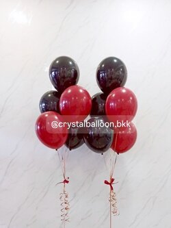 ลูกโป่งเกิด ช่อลูกโป่ง ช่อ 5 ลูก 2 ช่อ Theme แดง - ดำ พร้อมตกแต่ง สามารถเปลี่ยนสีลูกโป่ง/เปลี่ยนข้อความ/เปลี่ยนสี-ฟอยล์ตกแต่งได้