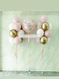 ลูกโป่ง วันเกิด ลูกโป่งยาง ขนาด 24" สี Dusk Pink 1 ลูก พร้อม ประดับโบว์จิ๋ว 6 ชิ้น,ช่อลูกโป่ง ช่อ 10 ลูก 2 ช่อ พร้อมตกแต่ง สามารถเปลี่ยนสีลูกโป่ง/เปลี่ยนข้อความ/เปลี่ยนขนาดได้