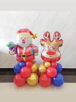 ลูกโป่ง Christmas ฟอยล์ซานต้า ตั้งฐาน 1 ชิ้น พร้อม ฟอยล์กวาง ตั้งฐาน 1 ชิ้น พร้อมตกแต่ง สามารถเปลี่ยนสีลูกโป่ง/เปลี่ยนสี-ฟอยล์ตกแต่งได้