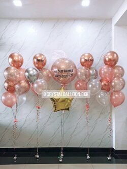 ลูกโป่ง เปิดงาน Bubble ขนาด 24" Theme โรสโกล พร้อม ช่อลูกโป่ง ช่อ 7 ลูก 2 ช่อ พร้อม ช่อลูกโป่ง 5 ลูก 2 ช่อ,ฟอยล์ดาว ขนาด 24" 1 ชิ้น พร้อมตกเเต่ง สามารถเปลี่ยนสีลูกโป่ง/เปลี่ยนข้อความ/เปลี่ยนขนาดได้