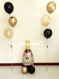 ลูกโป่ง วันเกิด ช่อลูกโป่ง 3 ลูก 2 ช่อ พร้อมตกแต่ง ฟอยล์ขวดไวน์ สามารถเปลี่ยนสีลูกโป่ง/เปลี่ยนฟอยล์ตกแต่งได้