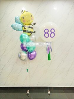 ลูกโป่ง เปิดงาน ลูกโป่งยาง สีขาว ขนาด 24" พร้อม ช่อฟอยล์ผึ้ง ช่อ 7 ลูก 1 ช่อ พร้อมตกแต่ง สามารถเปลี่ยนสีลูกโป่ง/เปลี่ยนข้อความ/เปลี่ยนขนาด/เปลี่ยนฟอยล์ตกแต่งได้