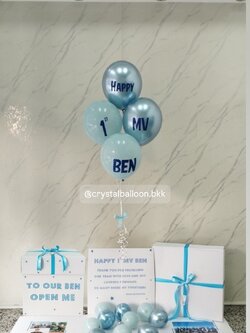 Surprised Box กล่องเซอร์ไพรส์ พร้อม ลูกโป่ง 4 ลูก พร้อมตกเเต่ง สามารถใส่รูปได้ 2 ใบ สามารถเปลี่ยนสีลูกโป่ง/เปลี่ยนสีข้อความได้