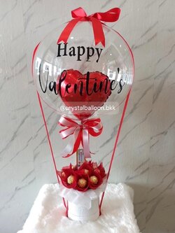ลูกโป่ง Valentine's Ferrero Rocher Box 10 ลูก Bubble ขนาด 18" พร้อม ฟอยล์หัวใจ ขนาด 10" 1 ชิ้น พร้อมตกแต่ง สามารถเปลี่ยนข้อความ/เปลี่ยนสี-ฟอยล์ตกแต่งได้