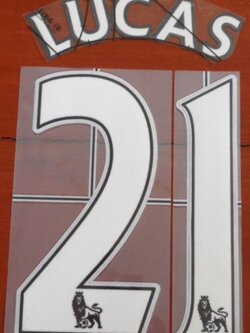 ชุดชื่อและเบอร์ติดเสื้อฟุตบอล #21 ลูคัส สโมสรลิเวอร์พูล (ชุดเหย้า EPL 2007/13) PLAYER SIZE ใหม่ / #21 LUCAS LIVERPOOL Football Club (Home EPL 2007/13) PLAYER SIZE Name and Number Set NEW