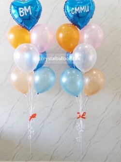 ลูกโป่ง แสดงความยินดี ช่อลูกโป่งฟอยล์หัวใจ ขนาด 18" ช่อ 7 ลูก 2 ช่อ พร้อมตกแต่ง สามารถเปลี่ยนสีลูกโป่ง/เปลี่ยนข้อความ/เปลี่ยนฟอยล์ตกแต่งได้