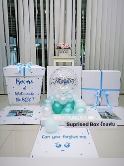 Happy Birthday Surprise Box กล่องเซอร์ไพร์วันเกิด Bubble ตั้งฐาน พร้อมตกแต่ง สามารถใส่รูปได้ 2 ใบ สามารถเปลี่ยนสีลูกโป่ง/เปลี่ยนข้อความได้