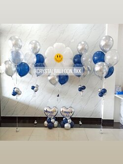 ลูกโป่ง วันเกิด ช่อลูกโป่งโครเมี่ยม 5 ลูก 4 ช่อ พร้อมตกแต่ง ลูกโป่งใส ใส่กลิตเตอร์,ฟอยล์ดอกเดซี่ ขนาดใหญ่ 1 ชิ้น พร้อมตกแต่ง ฟอยล์หัวใจ ขนาด 18" ตั้งฐาน 2 ชิ้น พร้อมตกแต่ง สามารถเปลี่ยนสีลูกโป่ง/เปลี่ยนข้อความ/เปลี่ยนสี-ฟอยล์ได้