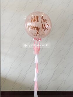 ลูกโป่ง Will You Marry Me? Bubble ขนาด 36" กลิตเตอร์สีโรสโกล 1 ลูก พร้อมตกแต่ง สามารถเปลี่ยนสีลูกโป่ง/เปลี่ยนข้อความ/เปลี่ยนขนาดได้