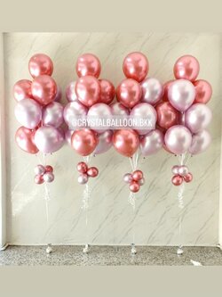 ลูกโป่ง New Year ช่อลูกโป่งสีโครเมี่ยม ช่อ 10 ลูก 4 ช่อ Theme ชมพโแชมเปญโครเมี่ยม-ชมพูอ่อนโครเมี่ยม พร้อมตกแต่ง สามารถเปลี่ยนสีลูกโป่งได้