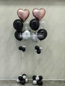 ลูกโป่งเซอรไพรส์ ช่อลูกโป่งฟอยล์หัวใจ ขนาด 18" ช่อ 5 ลูก 2 ช่อ พร้อมตกแต่ง สามารถเปลี่ยนสีลูกโป่ง/เปลี่ยนข้อความ/เปลี่ยนฟอยล์ตกแต่งได้