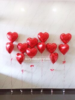 ลูกโป่ง Valentine's Day ฟอยล์หัวใจ ขนาด 18" ช่อ 2 ชิ้น 6 ช่อ พร้อมตกแต่ง สามารถเปลี่ยนสี-ฟอยล์ตกแต่งได้