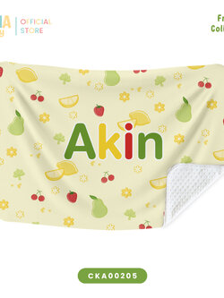 ผ้าห่มเด็ก ใส่ชื่อได้ ลาย Mixed Fruit (Yellow) 🍒 Fruity Collection รหัส CKA00205 #ผ้าห่ม #SOdAbaby