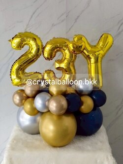 ลูกโป่ง วันเกิด ฟอยล์ตัวเลข ขนาด 16" ตั้งฐาน 3 ชิ้น Theme สีทอง พร้อมตกแต่ง สามารถเปลี่ยนสีลูกโป่ง/เปลี่ยนสี-ฟอยล์ตัวเลขได้