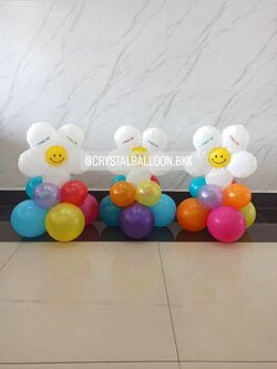 ลูกโป่ง วันเกิดเด็ก ฟอยล์ดอกเดซี่ ตั้งฐาน 3 ชิ้น พร้อมตกแต่ง สามารถเปลี่ยนสีลูกโป่งได้/เปลี่ยนฟอยล์ตกแต่งได้