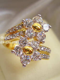 BR616+++แหวน 2 flowersก้านไขว้ +++ แหวนเพชร cz ดีไซน์รูปดอกไม้ 2 ดอกไขว้มาพบกัน แบบสวย ดูดี หรูหราไฮโซสุดๆ แบบน่ารัก style เหมือนร้านจิลฯเลยค่ะ