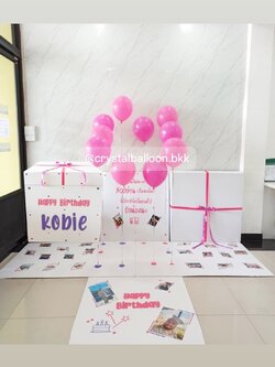 Happy Birthday Surprised Jumbo Box 36" กล่องเซอร์ไพรส์วันเกิด ลูกโป่ง 10 ลูก พร้อมตกแต่ง สามารถใส่รูปได้ 25 ใบ สามารถเปลี่ยนสีลูกโป่ง/เปลี่ยนข้อความได้
