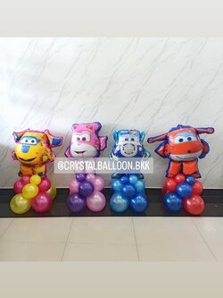 ลูกโป่ง วันเกิดเด็ก ฟอยล์ Super Wings ตั้งฐาน 4 ชิ้น พร้อมตกแต่ง สามารถเปลี่ยนสีลูกโป่ง/เปลี่ยนฟอยล์ตกแต่งได้