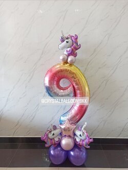 ลูกโป่ง วันเกิดเด็ก ฟอยล์ตัวเลข ขนาด 40" สีรุ้ง ตั้งฐาน 1 ชิ้น พร้อมตกแต่ง สามารถเปลี่ยนสีลูกโป่ง/เปลี่ยนสี-ฟอยล์ตัวเลขได้