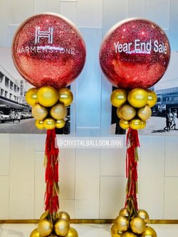 เสาลูกโป่ง เปิดร้าน Bubble 36" กลิตเตอร์แดง 2 เสา พร้อมตกแต่ง สามารถเปลี่ยนสีลูกโป่ง/เปลี่ยนข้อความได้