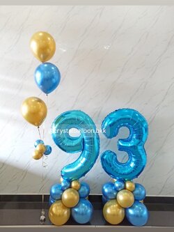 ลูกโป่ง วันเกิด ฟอยล์ตัวเลข ขนาด 40" ตั้งฐาน 2 ชิ้น พร้อม ช่อลูกโป่ง ช่อ 3 ลูก 1 ช่อ พร้อมตกแต่ง สามารถเปลี่ยนสีลูกโป่ง/เปลี่ยนสี-ฟอยล์ตัวเลข/เปลี่ยนฟอยล์ตกแต่งได้