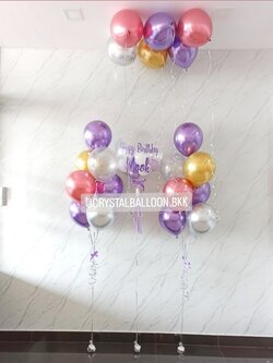 ลูกโป่ง วันเกิด Bubble USA 24" พร้อม ช่อลูกโป่งสีโครเมี่ยม ช่อ 7 ลูก 2 ช่อ พร้อม ลูกโป่งลอยฝ้า 6 ลูก สามารถเปลี่ยนสีลูกโป่ง/เปลี่ยนข้อความได้