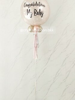 ลูกโป่ง วันเกิด ขนาด 24" กลิตเตอร์สีแชมเปญ 1 ลูก พร้อมตกแต่ง สามารถเปลี่ยนสีลูกโป่ง/เปลี่ยนข้อความ/เปลี่ยนขนาดได้