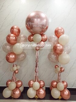 เสาลูกโป่ง เปิดงาน ลูกโป่งยาง ขนาด 36" สีโรสโกล 1 เสา พร้อม เสาช่อลูกโป่ง ช่อ 10 ลูก 2 เสา พร้อมตกแต่ง สามารถเปลี่ยนสีลูกโป่ง/เปลี่ยนข้อความได้