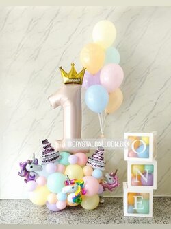 ลูกโป่ง วันเกิดเด็ก ฟอยล์ตัวเลข ขนาด 40" ตั้งฐาน 1 ชิ้น พร้อม ช่อลูกโป่ง ช่อ 7 ลูก 1 ช่อ,กล่องใส ขนาด 12" ติดตัวอักษร 3 กล่อง พร้อมตกแต่ง สามารถเปลี่ยนสีลูกโป่ง/เปลี่ยนข้อความ/เปลี่ยนสี-ฟอยล์ตัวเลข/เปลี่ยนฟอยล์ตกแต่งได้