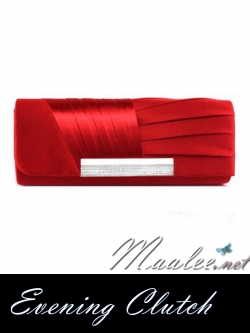พร้อมส่ง Evening Clutch กระเป๋าออกงาน สีแดง จับเดรปใส่ของได้เยอะจุใจ มาพร้อมสายโซ่ยาว