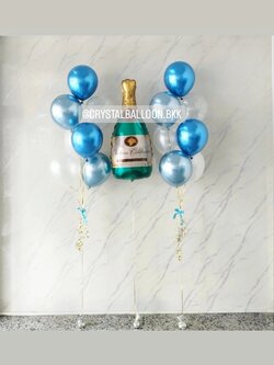 ลูกโป่ง วันเกิด ช่อลูกโป่ง ช่อ 7 ลูก 2 ช่อ พร้อม ฟอยล์ขวดไวน์ สีเขียว 1 ชิ้น พร้อมตกแต่ง สามารถเปลี่ยนสีลูกโป่ง/เปลี่ยนฟอยล์ตกแต่งได้