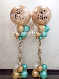 เสาลูกโป่ง เปิดงาน Bubble ขนาด 36" กลิตเตอร์สีแชมเปญ 2 เสา พร้อมตกแต่ง สามารถเปลี่ยนสีลูกโป่ง/เปลี่ยนข้อความได้