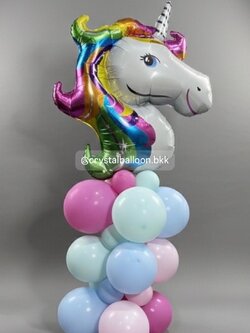 ลูกโป่งวันเกิดเด็ก ฟอยล์หัวยูนิคอร์น ตั้งฐาน 1 ชิ้น , ลูกโป่งสามารถเปลี่ยนสีได้