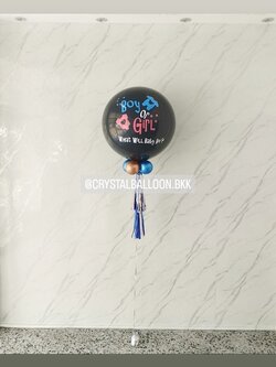 ลูกโป่ง ทายเพศ แบบเจาะ ลูกโป่งยาง ขนาด 24" สีดำ 1 ลูก พร้อมตกแต่ง สามารถเปลี่ยนสีลูกโป่ง/เปลี่ยนข้อความ/เปลี่ยนขนาดได้