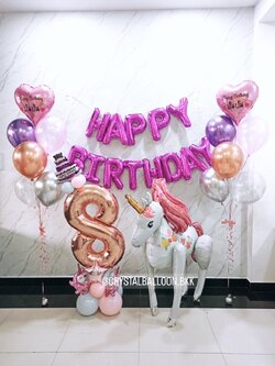 ลูกโป่ง วันเกิดเด็ก Theme Unicorn ตัวใหญ่ 1 ชิ้น พร้อม ช่อลูกโป่งฟอยล์หัวใจ 18" 2 ช่อ,ฟอยล์ตัวอักษร 16" Happy Birthday 1 ชิ้น พร้อมตกแต่ง ฟอยล์ตัวเลข 40" ตั้งฐาน 1 ชิ้น สามารถเปลี่ยนสีลูกโป่ง/เปลี่ยนข้อความ/เปลี่ยนสี-ฟอยล์ตัวเลข/เปลี่ยนฟอยล