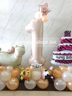 ลูกโป่ง วันเกิดเด็ก ฟอยล์ตัวเลข ขนาด 40" ตั้งฐาน 1 ชิ้น พร้อม ฟอยล์แมว ตั้งฐาน 1 ชิ้น ฟอยล์เค้ก ตั้งฐาน 1 ชิ้น พร้อมตกแต่ง สามารถเปลี่ยนสีลูกโป่ง/เปลี่ยนสี-ฟอยล์ตัวเลข/เปลี่ยนฟอยล์ตกแต่งได้