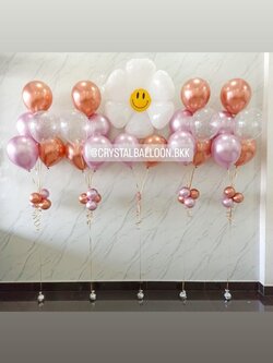 ลูกโป่ง วันเกิด ช่อลูกโป่งฟอยล์ดอกเดซี่ ช่อ 3 ลูก 1 ช่อ พร้อม ช่อลูกโป่งสีโครเมี่ยม ช่อ 5 ลูก 4 ช่อ พร้อมตกแต่ง สามารถเปลี่ยนสีลูกโป่ง/เปลี่ยนฟอยล์ตกแต่งได้