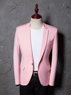 Pre-order เสื้อสูทชาย สีชมพู ทรงสลิมฟิต **เฉพาะเสื้อ**