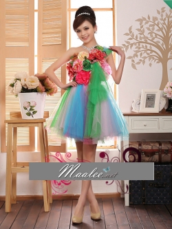 พร้อมเช่า ชุดแฟนซี เช่า 500 ชุดราตรีสั้น ดอกไม้หลากสี กระโปรงสายรุ้ง