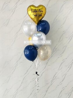 ลูกโป่ง อำลา ช่อลูกโป่งฟอยล์หัวใจ ขนาด 18" ช่อ 7 ลูก 1 ช่อ Theme Dark Blue พร้อมตกแต่ง สามารถเปลี่ยนสีลูกโป่ง/เปลี่ยนข้อความ/เปลี่ยนสี-ฟอยล์ตกแต่งได้