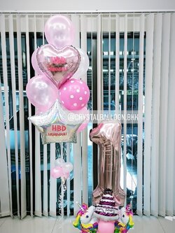 ลูกโป่ง วันเกิดเด็ก ช่อลูกโป่งฟอยล์ ช่อ 10 ลูก 1 ช่อ พร้อม ฟอยล์ตัวเลข ขนาด 40" ตั้งฐาน 1 ชิ้น พร้อมตกแต่ง สามารถเปลี่ยนสีลูกโป่ง/เปลี่ยนข้อความ/เปลี่ยนสี-ฟอยล์ตกแต่ง-ตัวเลขได้