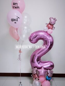 ลูกโป่ง วันเกิดเด็ก ช่อลูกโป่ง 5 ลูก 1 ช่อ พร้อมตกแต่ง ฟอยล์ตัวเลข ขนาด 40" ตั้งฐาน 1 ชิ้น สามารถเปลี่ยนสีลูกโป่ง/เปลี่ยนข้อความ/เปลี่ยนสี-ฟอยล์ตัวเลขได้