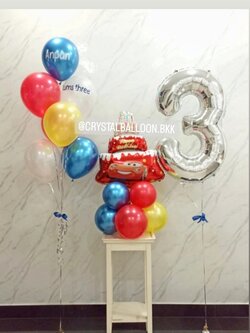 ลูกโป่ง วันเกิดเด็ก ฟอยล์เค้ก สีแดง ตั้งฐาน 1 ชิ้น พร้อม ฟอยล์ตัวเลข ขนาด 40" 1 ชิ้น,ช่อลูกโป่ง ช่อ 7 ลูก 1 ช่อ พร้อมตกแต่ง สามารถเปลี่ยนสีลูกโป่ง/เปลี่ยนข้อความ/เปลี่ยนสี-ฟอยล์ตัวเลขได้